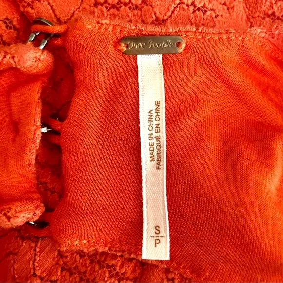 Free People Lace Poppy Mesh Dark Orange Mini Dress - Picture 8 of 11